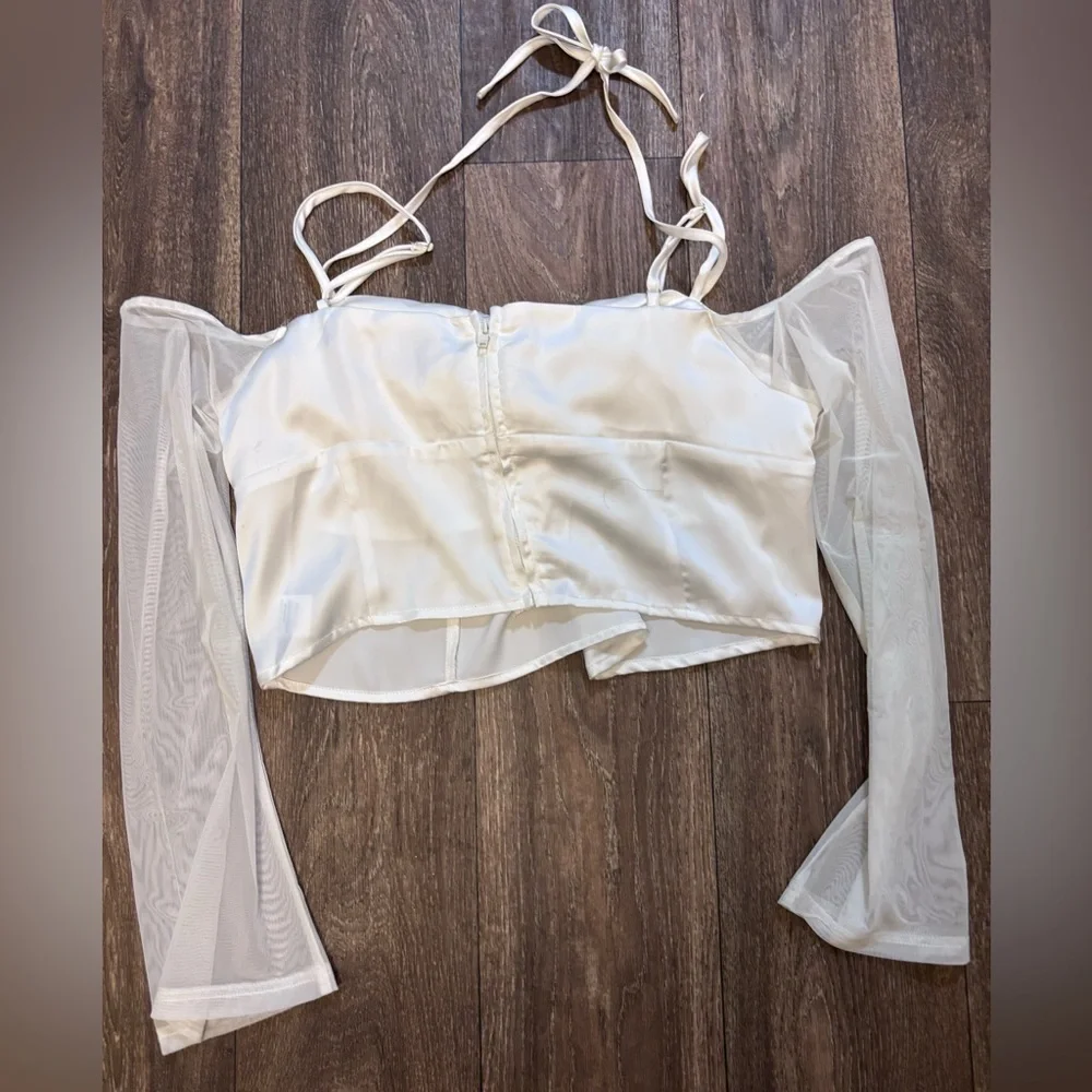 Princess Polly Satin and Sheer Top Sz 10-0345